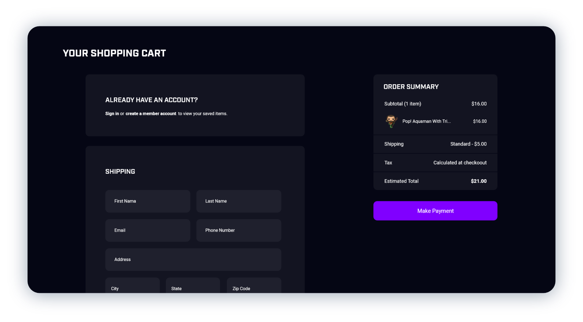 Payment - Shipping Details